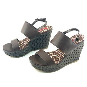 UNIONBAY | Faux Leather Straw High Heels Wedges